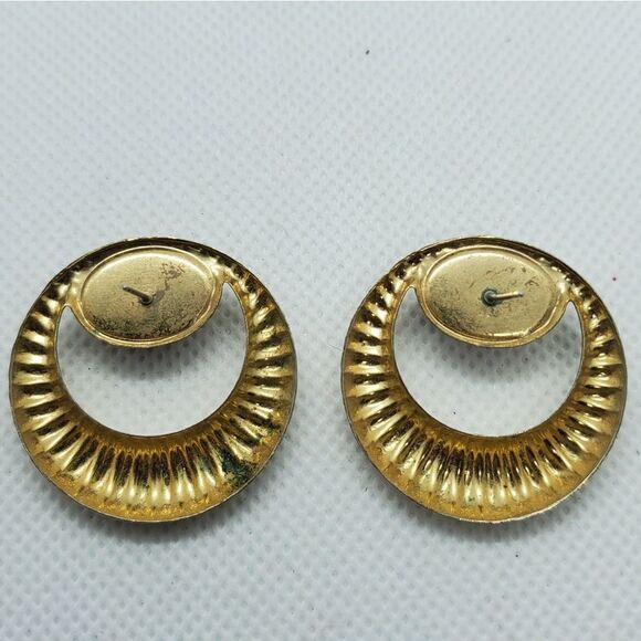 Vintage Retro Gold & Purple Earrings - Picture 3 of 3